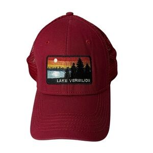 Lake Vermillion Blue 84 Snapback Trucker Hat Red OS Adjustable Mesh Back